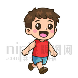 快乐奔跑的小男孩