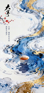 24节气水墨茶香创意海报