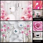 现代蝶恋花式抽象电视背景墙壁画