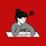 手绘烦躁的女孩