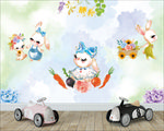 可爱兔子水彩画 儿童背景墙