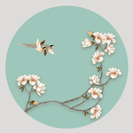 新中式圆形玉兰花鸟工笔画图片