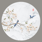 新中式圆形玉兰花鸟工笔画图片