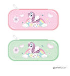 梦幻独角兽彩虹花朵笔袋盒