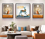 原创现代轻奢光影麋鹿立体装饰画