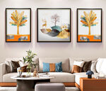 原创新中式北欧现代轻奢三联画