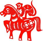 马上封侯剪纸窗花矢量超精细