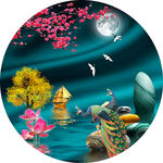 石来运转轻奢孔雀抽象圆形装饰画