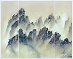 泼墨山水三联屏