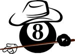 戴帽8号台球与球杆
