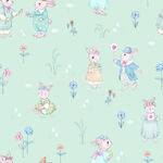 可爱兔子花卉图案背景