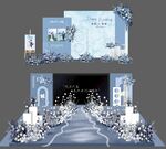 蓝白色浪漫婚礼场景布置