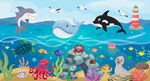 卡通海洋动物可爱鲸鱼海底背景墙