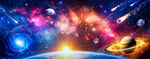 梦幻宇宙星空外太空星球银河背景