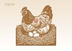 手绘母鸡 鸡蛋插画