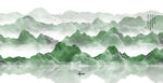 绿色水墨山水画