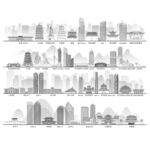 西安陕西城市建筑线描插画地标