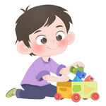 孩子做家务收拾整理玩具儿童插画