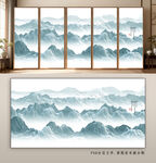 中式屏风隔断水墨山水画