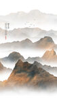 玄关水墨山水意境图