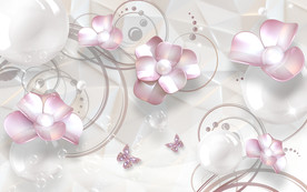 玉雕蝴蝶兰花藤圆球立体背景墙