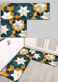 北欧几何抽象厨房地垫