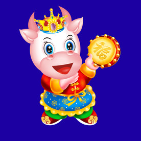 卡通牛牛年门画牛年门贴牛年大吉