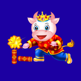 牛年门画牛年门贴牛年大吉卡通牛