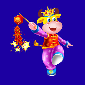 卡通牛牛年大吉牛年门画