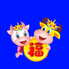 卡通牛牛年门画牛年门贴