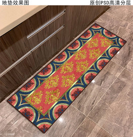 欧式复古花纹厨房地垫