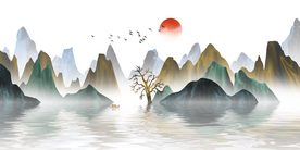 新中式山水背景