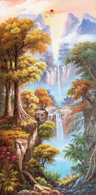 风景油画招财画