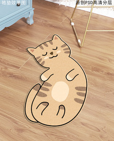 可爱卡通猫动物形状地毯地垫