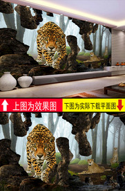 丛林花豹3D电视背景