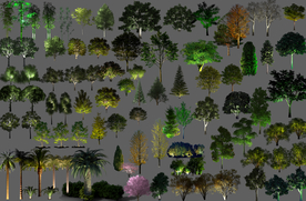 亮化夜景树齐全的分层素材