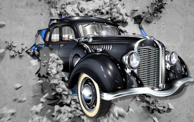 破墙汽车3D壁画背景墙