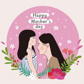 母亲节母女插画