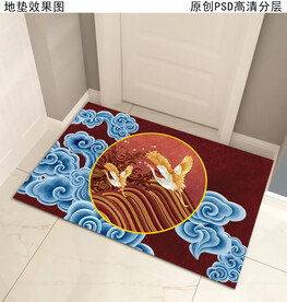 仙鹤祥云国潮入户地垫