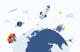 卡通太空儿童房背景壁画