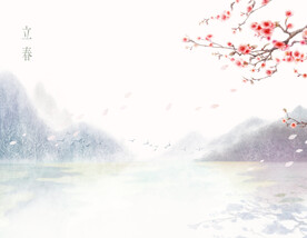 春天水墨插画背景