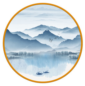 抽象圆形山水画