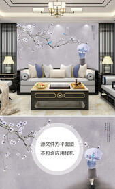 中式花鸟背景墙