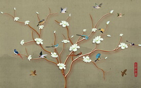 手绘花鸟背景墙