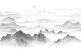 大气磅礴简约新中式山水背景墙