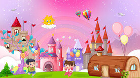 卡通儿童房城堡背景墙