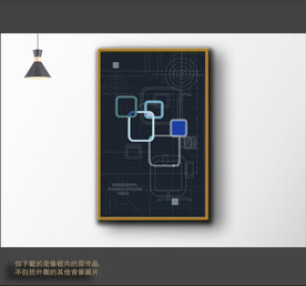 现代抽象线条色块装饰画