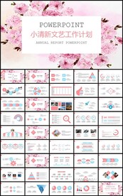 粉色文艺月季度总结计划PPT