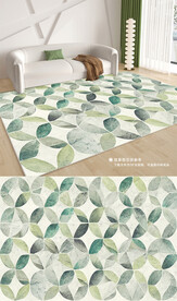 现代北欧绿色几何客厅地毯地垫