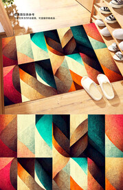 现代轻奢宅寂风简约几何地毯地垫